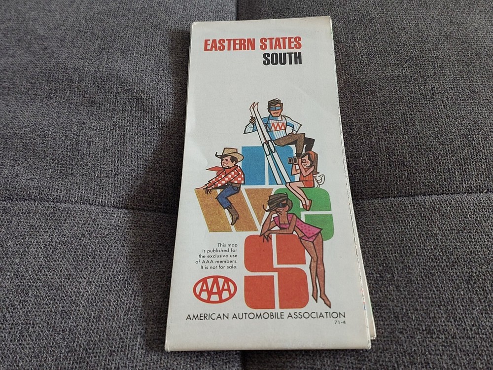 Vintage Eastern States South USA Fold Out Tourist Map American Automobile Assoc