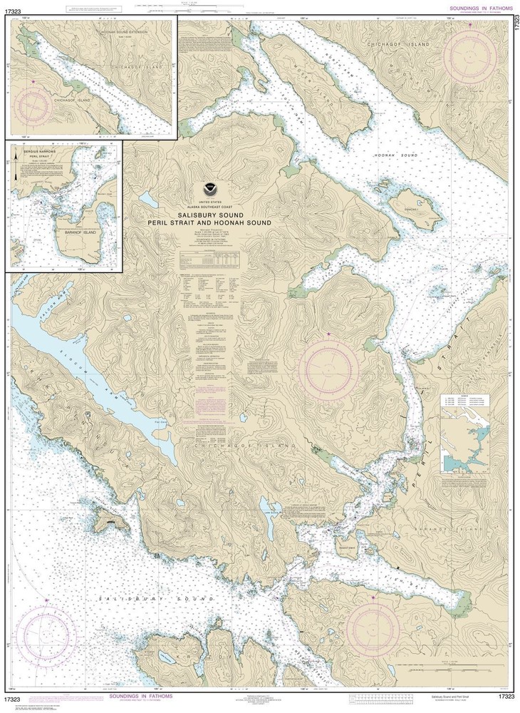 Salisbury Sound, Peril Strait and Hoonah Sound | Waterproof NOAA Chart 17323