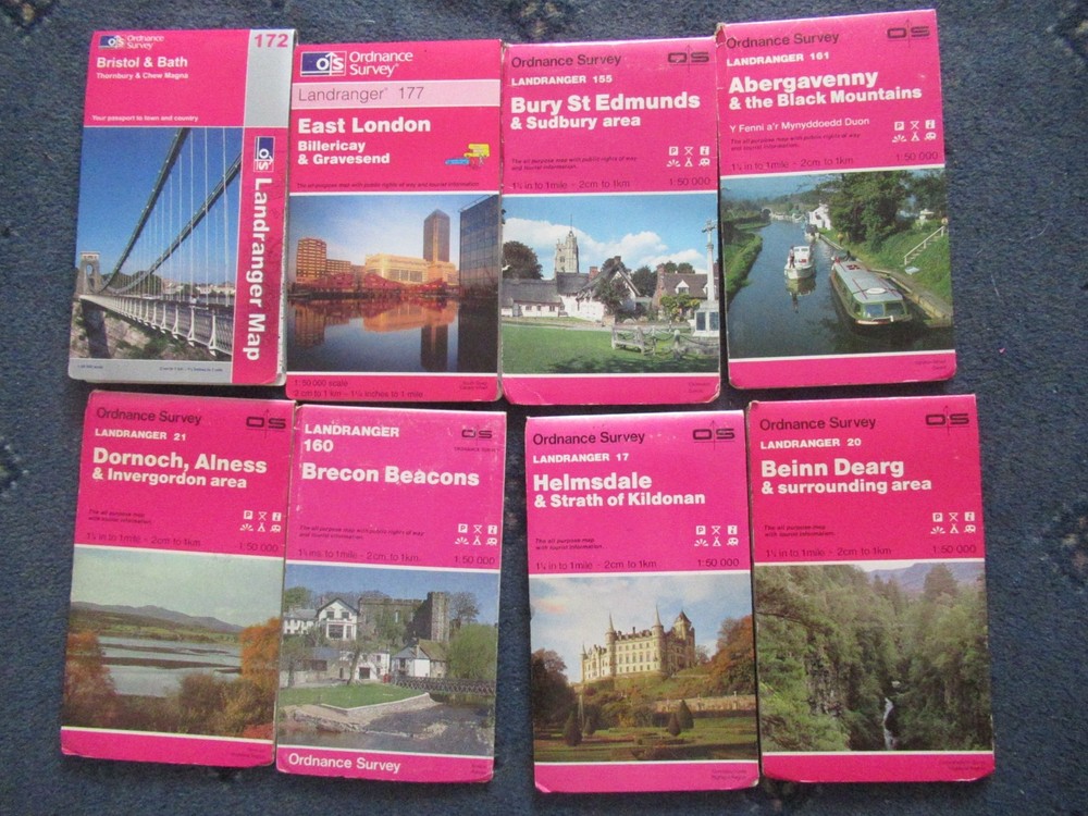 8 x OS MAPS JOB LOT Landranger Ordnance Survey (E1)