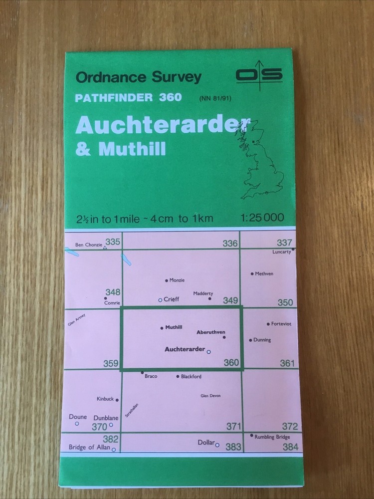 1989 Ordnance Survey Pathfinder Map 360 NN 81/91 Auchterarder And Muthill