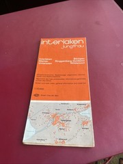 Vintage Swiss Interlaken Tourist Guide Hotel List Fold Out Map 1:10000 Scale