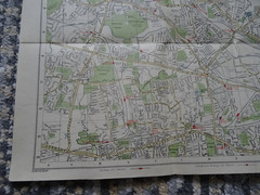 GEOGRAPHERS IN 4 SHEET MAP GREATER LONDON PLAN COTTON BACKED 41 X 31.5inch