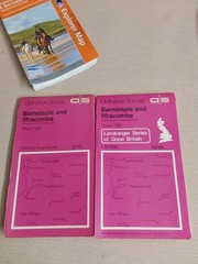 5 Ordnance Survey Maps Barnstaple, Ilfracombe, Exmoor, Bideford, Lundy Island