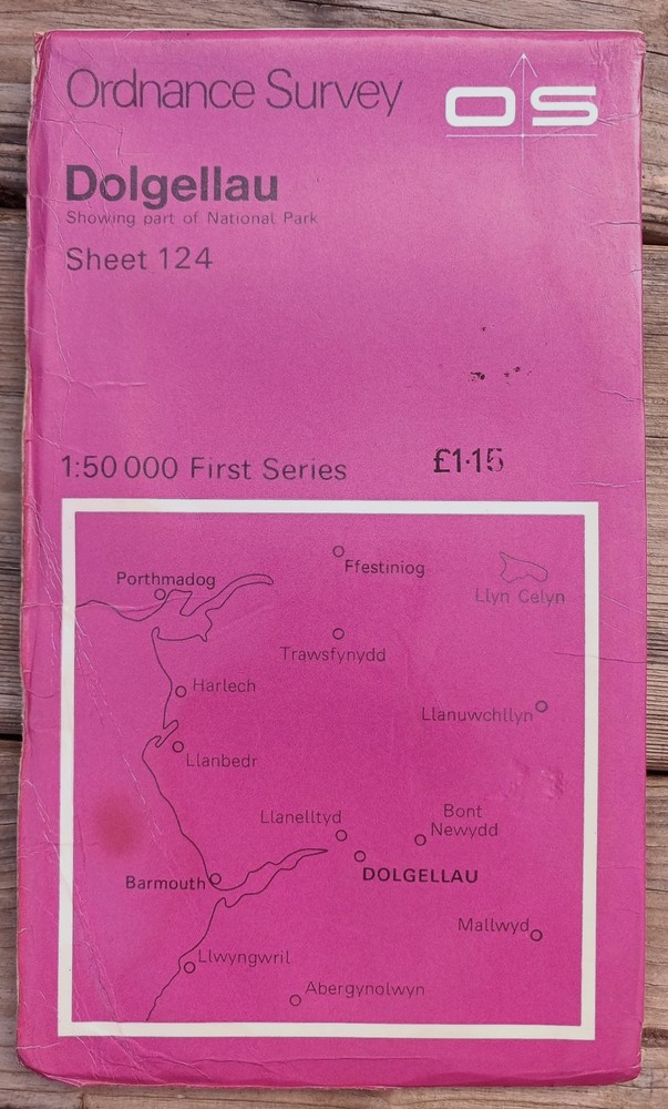 DOLGELLAU Ordnance Survey Map 1:50,000 First Series Sheet 124 1974