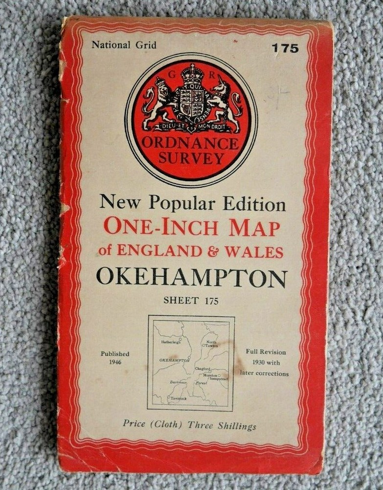 OKEHAMPTON ORDNANCE SURVEY ONE INCH MAP OF ENGLAND & WALES 1946 SHEET 175 N650