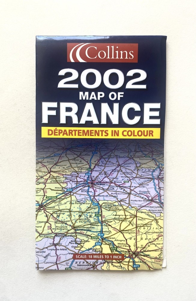 Collins 2002 Map Of France – Departements in Colour, folding map, Excellent Cond