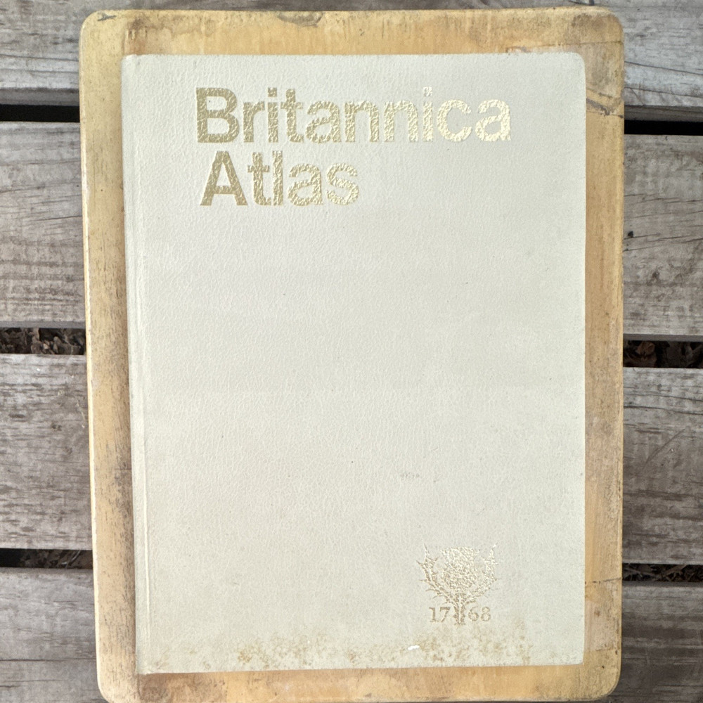 Britannica Atlas Hardcover Atlas Book w/ “Property of U.S. Navy” Stamps