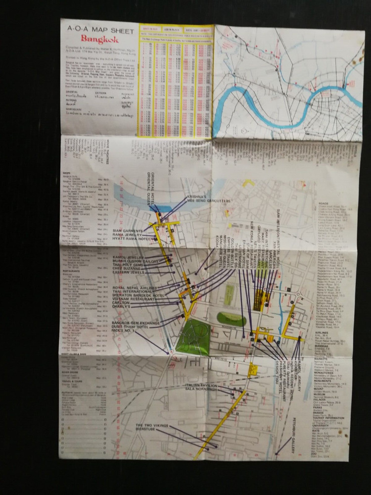 1969 A-O-A MAP SHEET BANGKOK VINTAGE 1960’s