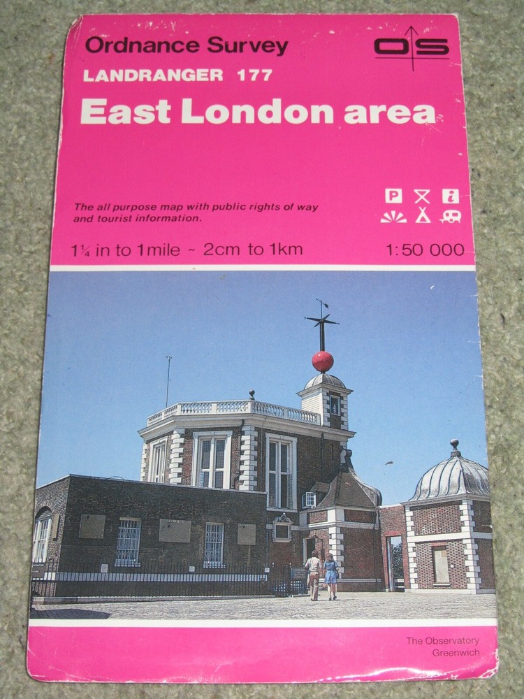 OS Ordnance Survey Landranger Map Sheet 177 East London area – 1988 edition