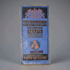 1948 Vintage Bartholomew’s Contoured Cloth Map Firth Of Clyde Scotland On Cloth