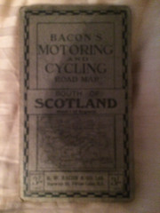 Bacon’s Motoring & Cycling Road Map. South of Scotland. Antique Map.