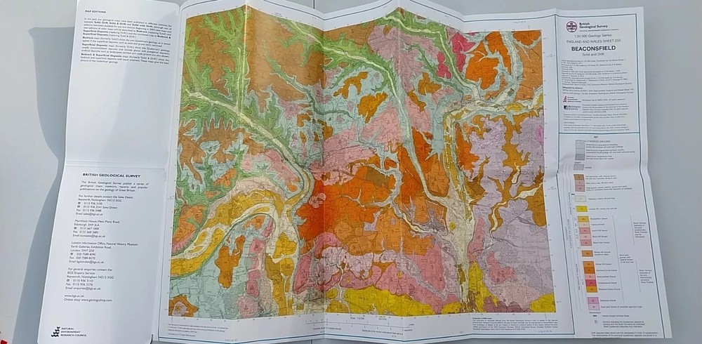 Ordnance Survey Geological Map, BEACONSFIELD, Solid & Drift, Folded, Sheet 255