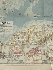 Vintage National Geographic Map West Indies March 1954