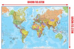 A1 A2 World Map Poster Wall Map of the World Political Geography Decor