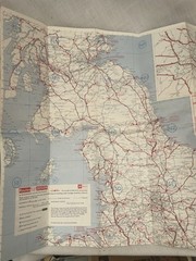 Vintage AA Service Map Through Routes To And From Dover And Newhaven Ports