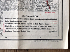Bacon’s motoring & cycling road map, Reading, early 1900s vintage, imperfect