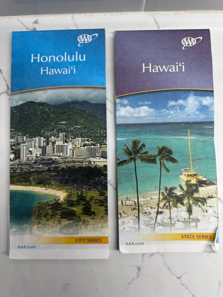 Lot of 2 – AAA 2012 Road Maps – Hawaii & Honolulu