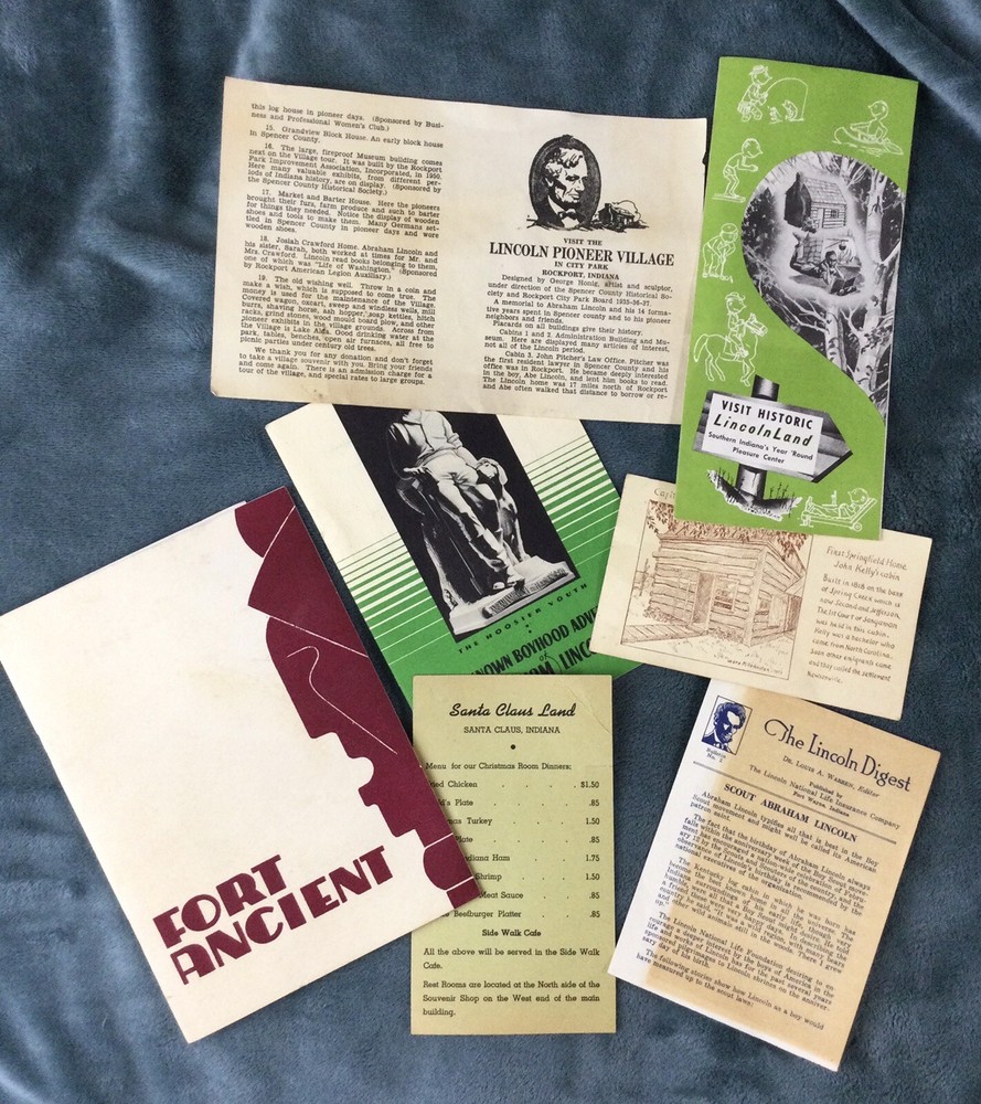 Vintage Lot Of 8 Indiana Ohio Illinois Lincoln Ephemera Travel Brochures Books