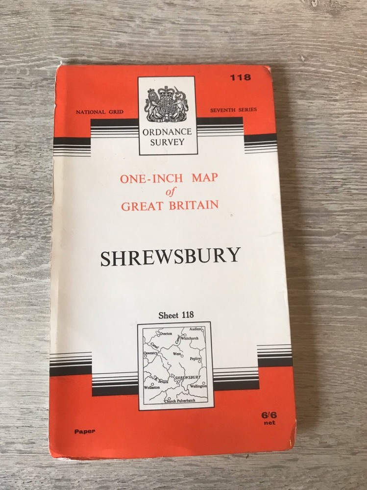 Vintage Ordnance Survey One Inch Map Sheet 118 Shrewsbury