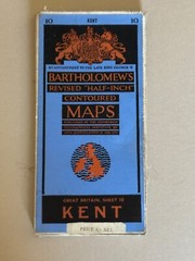 Vintage Bartholomews Half Inch Cloth Map, Sheet 10, Kent