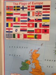 Educational map of Europe & flags of Europe wall poster, Playroom, kids bedroom