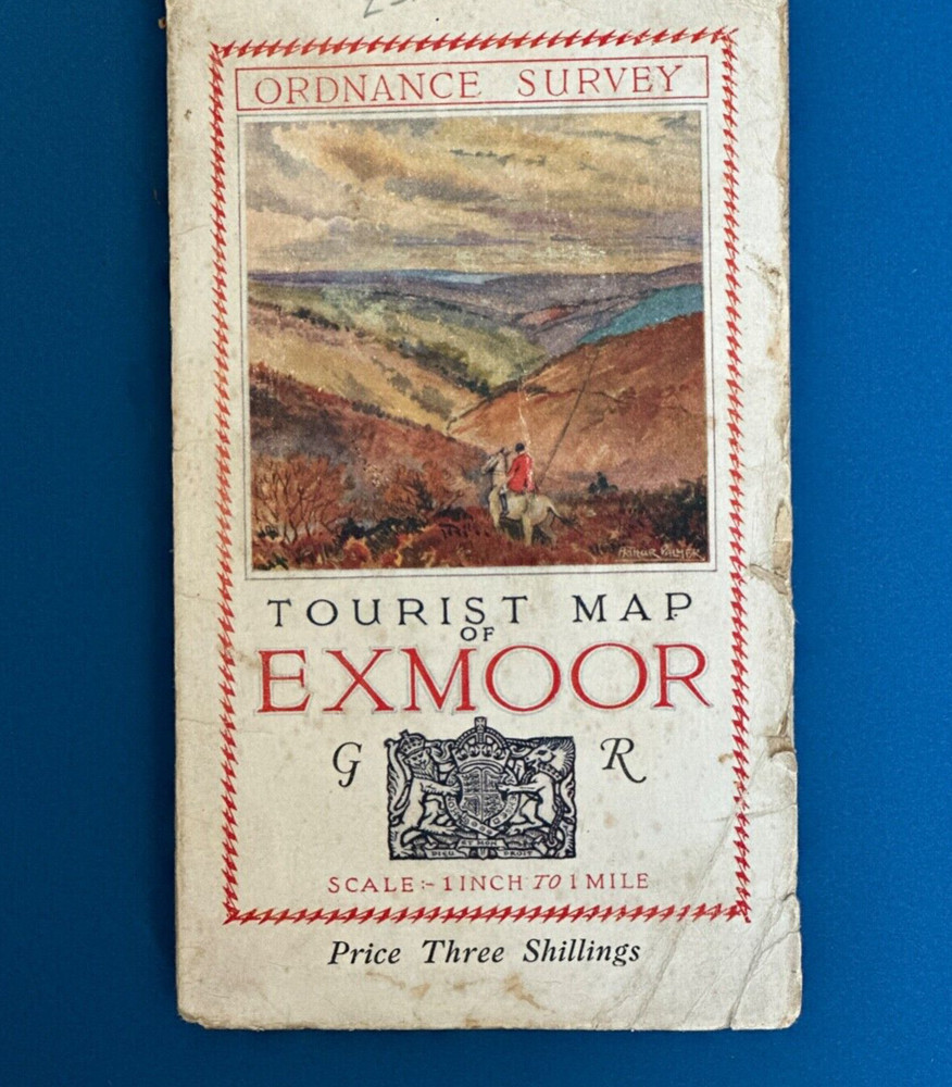 Ordnance Survey, Vintage Cloth 1 Inch Tourist Map, Exmoor, 1936
