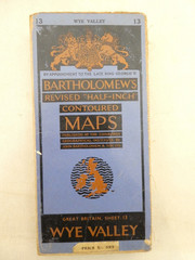 Bartholomew Revised Half Inch Sheet Map on Linen Wye Valley No.13 1948