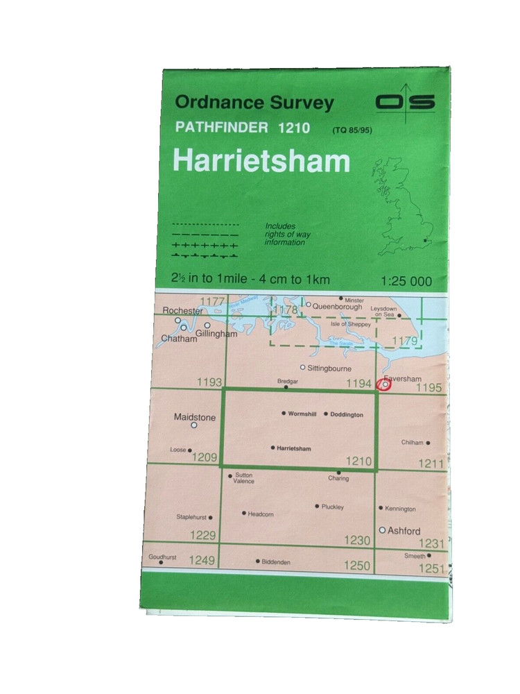 OS Ordnance Survey, Pathfinder Map, Sheet: 1210 Harrietsham