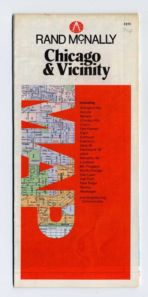 Chicago & Vicinity Street Map vintage 1986 Rand McNally **see scans**
