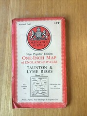 1946 Ordnance Survey One Inch Popular Edition Map 177 Taunton And Lyme Regis