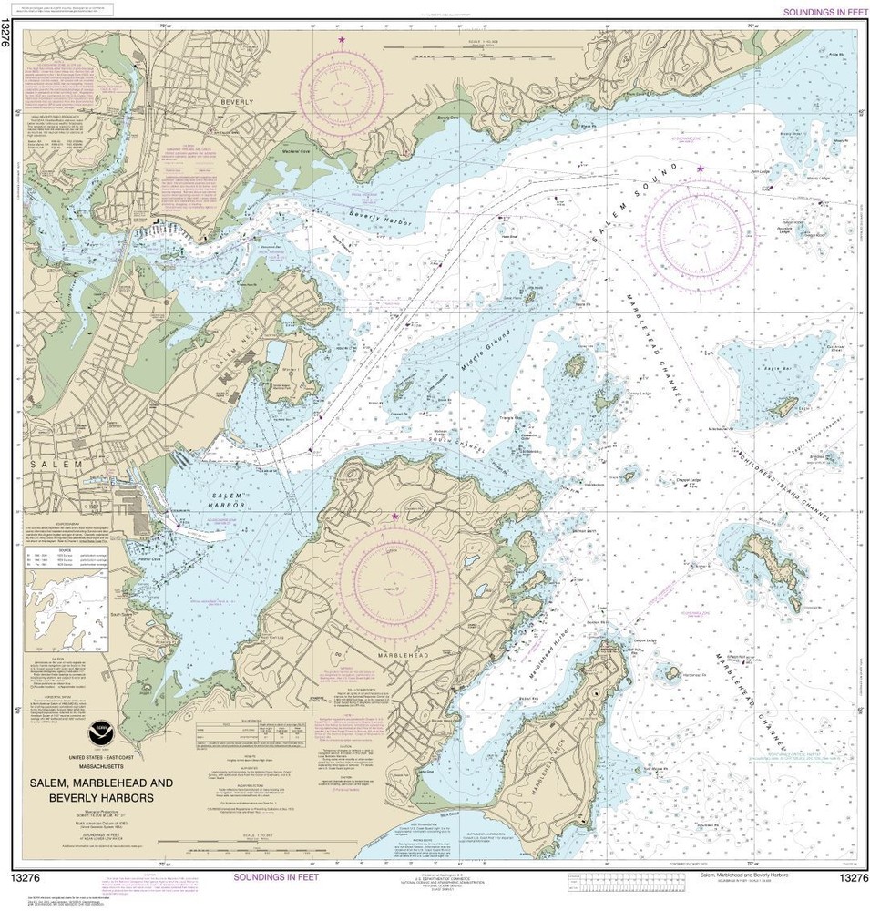 Salem, Marblehead and Beverly Harbors | Waterproof NOAA Chart 13276