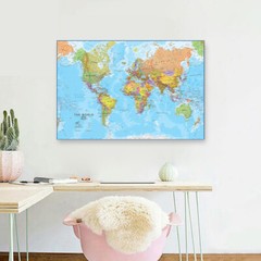 Map of the World Educational Map Poster Print Wall Mural Decor 2X3FT 1.5X 2.4FT