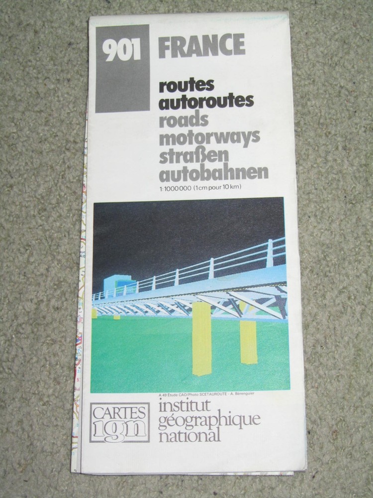 France: IGN Sheet 901 Main Routes Map 1:1,000,000 – 1990-2011
