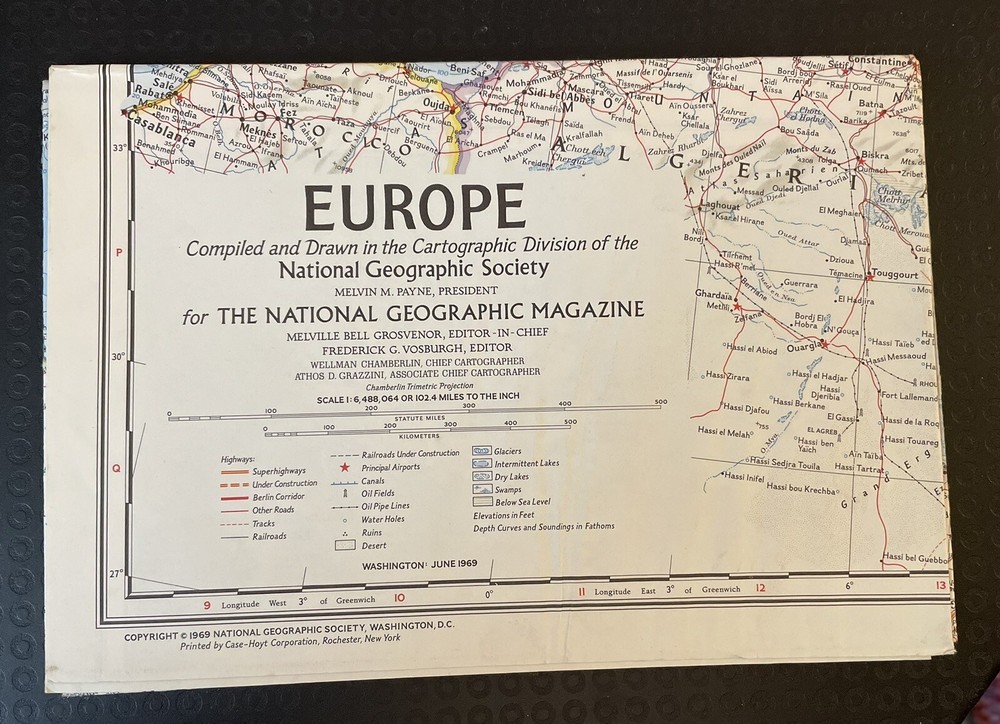 National Geographic Europe Map Supplement – No Mag June 1969 Vol 135 No 6