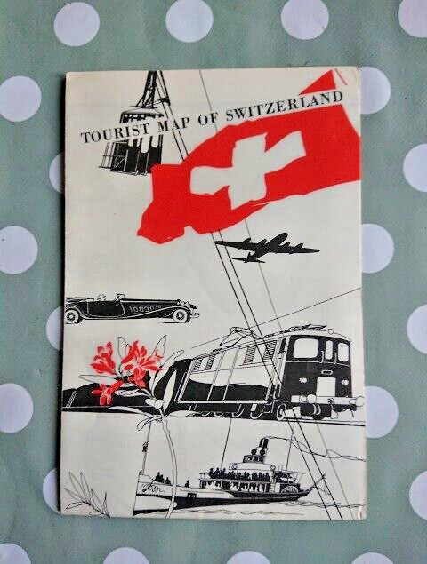Vintage Tourist Map of Switzerland 1958 National Tourist Office