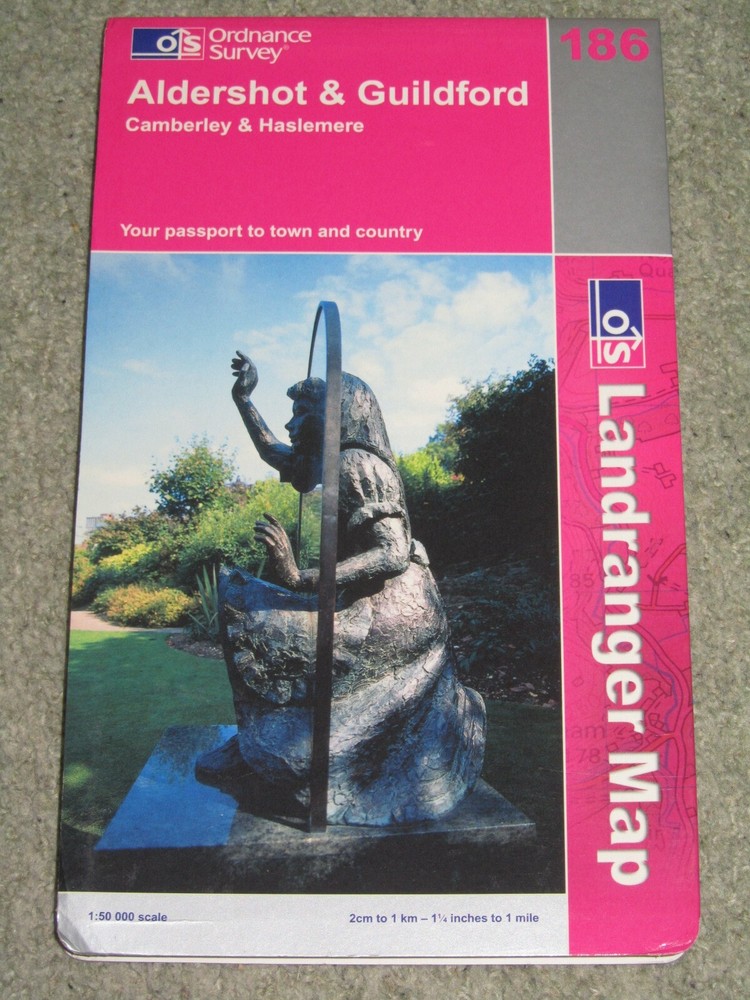 OS Ordnance Survey Landranger Map Sheet 186 Aldershot & Guildford – 2002