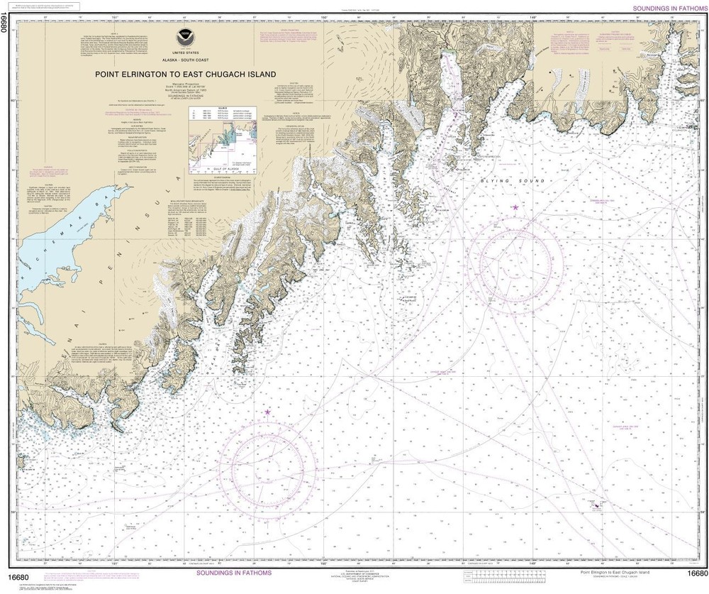 Point Elrington to East Chugach Island | Waterproof NOAA Chart 16680