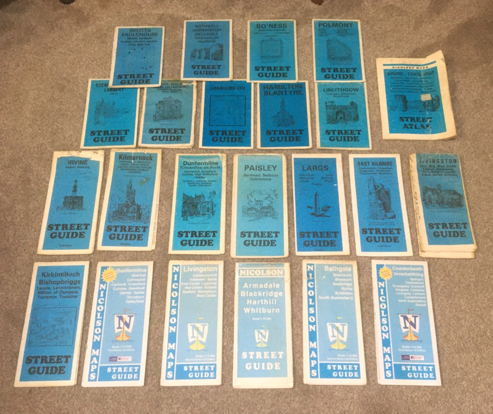 BUNDLE OF 22 VINTAGE STREET MAPS SCOTLAND