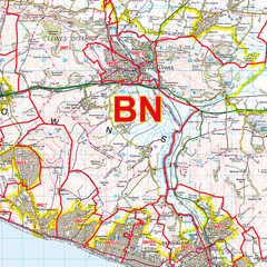 (G27) Map of Brighton BN Postcode Sectors, Poster of Brighton Postcodes