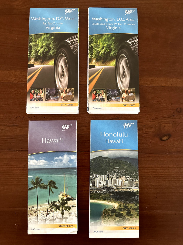 Lot of 4 – AAA 2012 Road Maps – Hawaii & Washington DC