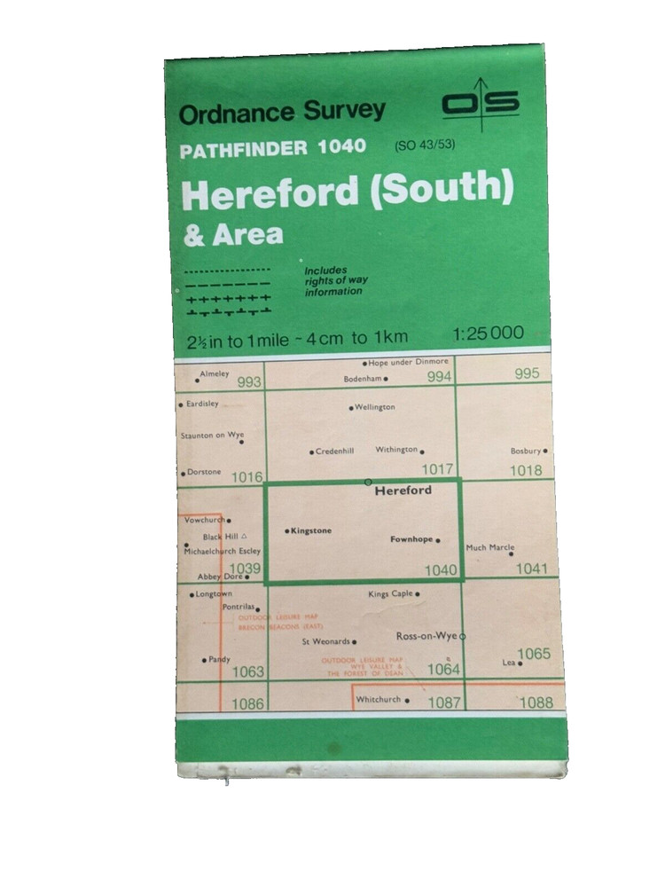OS Ordnance Survey, Pathfinder Map, Sheet 1040 Hereford ( South ) & Area
