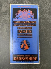 Vintage Bartholomew Derbyshire Map Sheet 13 Half Inch Contoured Map Cloth Mounte
