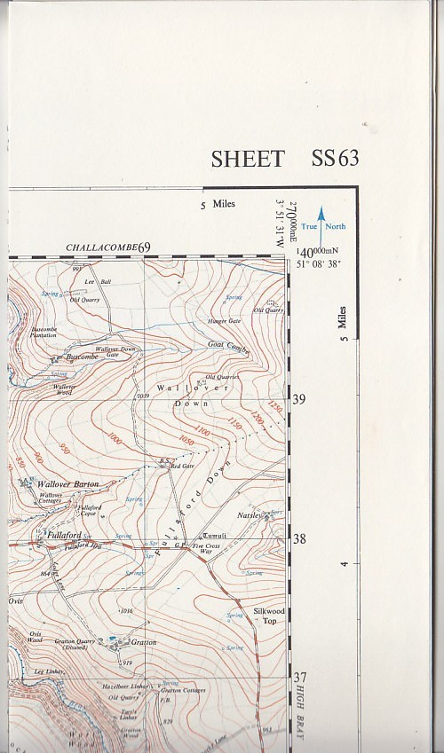 Ordnance Survey 1:25,000 First Series Map Sheet SS63 Brayford