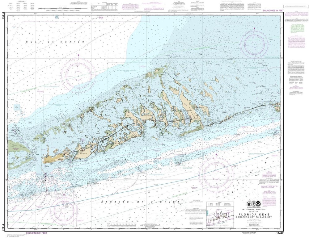 Florida Keys Sombrero Key to Sand Key | Waterproof NOAA Chart 11442