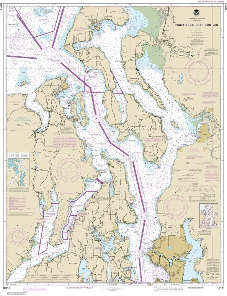 Puget Sound-northern part | Waterproof NOAA Chart 18441