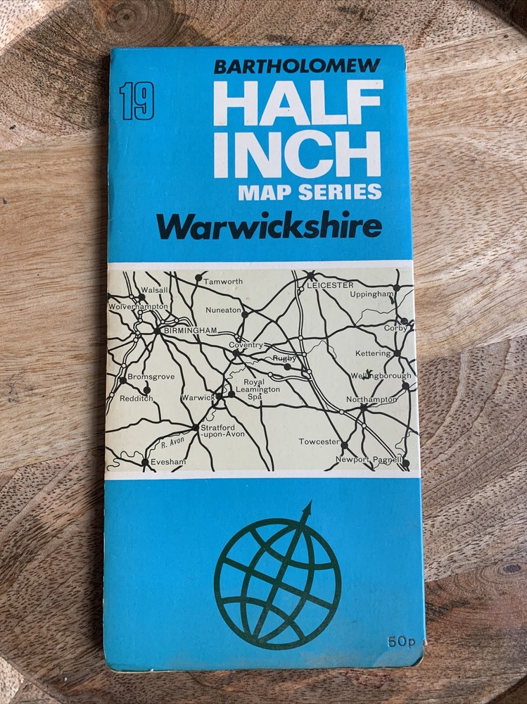WARWICKSHIRE Bartholomew – Half Inch Map 1972 No 19 Coventry Northampton