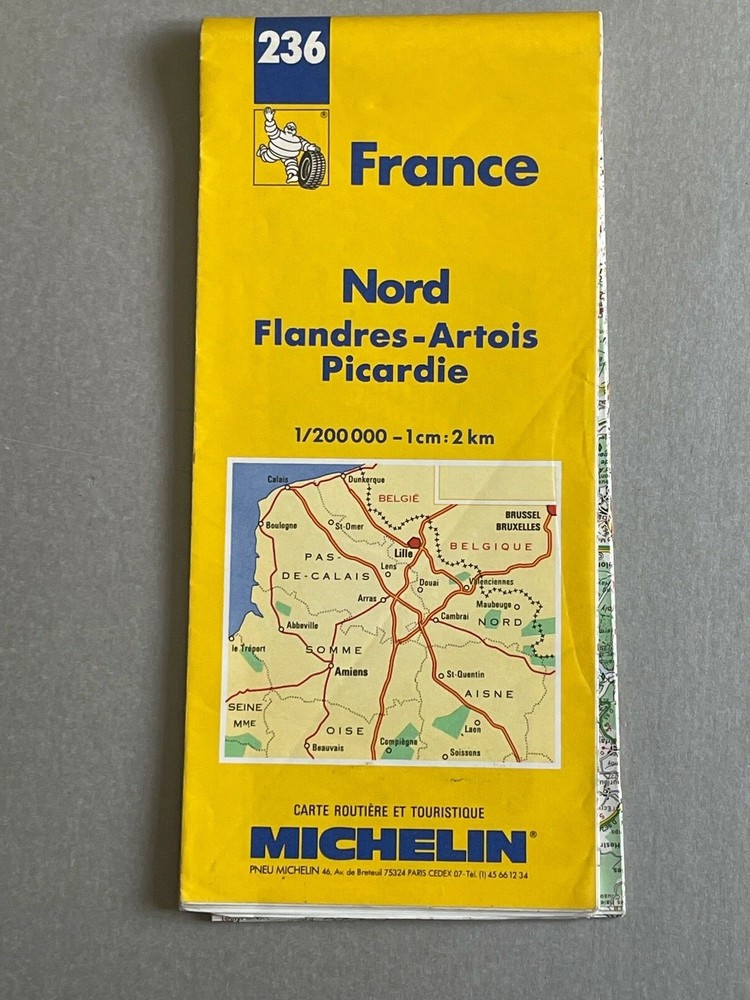 Michelin Map, No 236, of Nord Flandres-Artois Picardie, France.