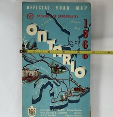 Vintage 1968 Ontario Canada Fold Out Paper Map Travel