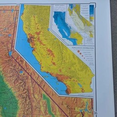 3 in 1 Vintage Rand McNally School Maps California, World & Political 66×50″