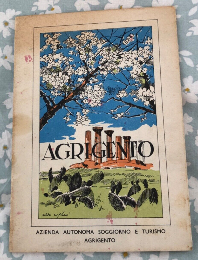 Agrigento, Sicily, fold out paper tourist map, 1960 vintage